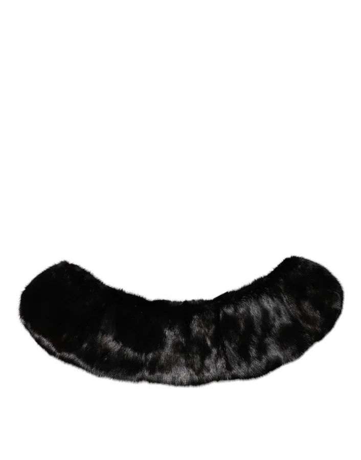 Dolce &amp; Gabbana Black Fur Shawl Neck Wrap Cover Collar Scarf