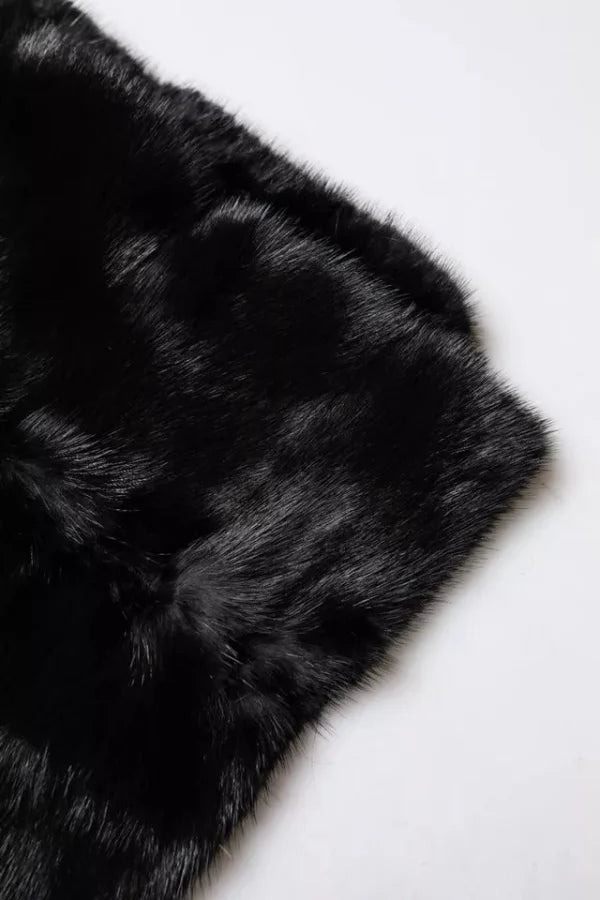 Dolce &amp; Gabbana Black Fur Shawl Neck Wrap Cover Collar Scarf
