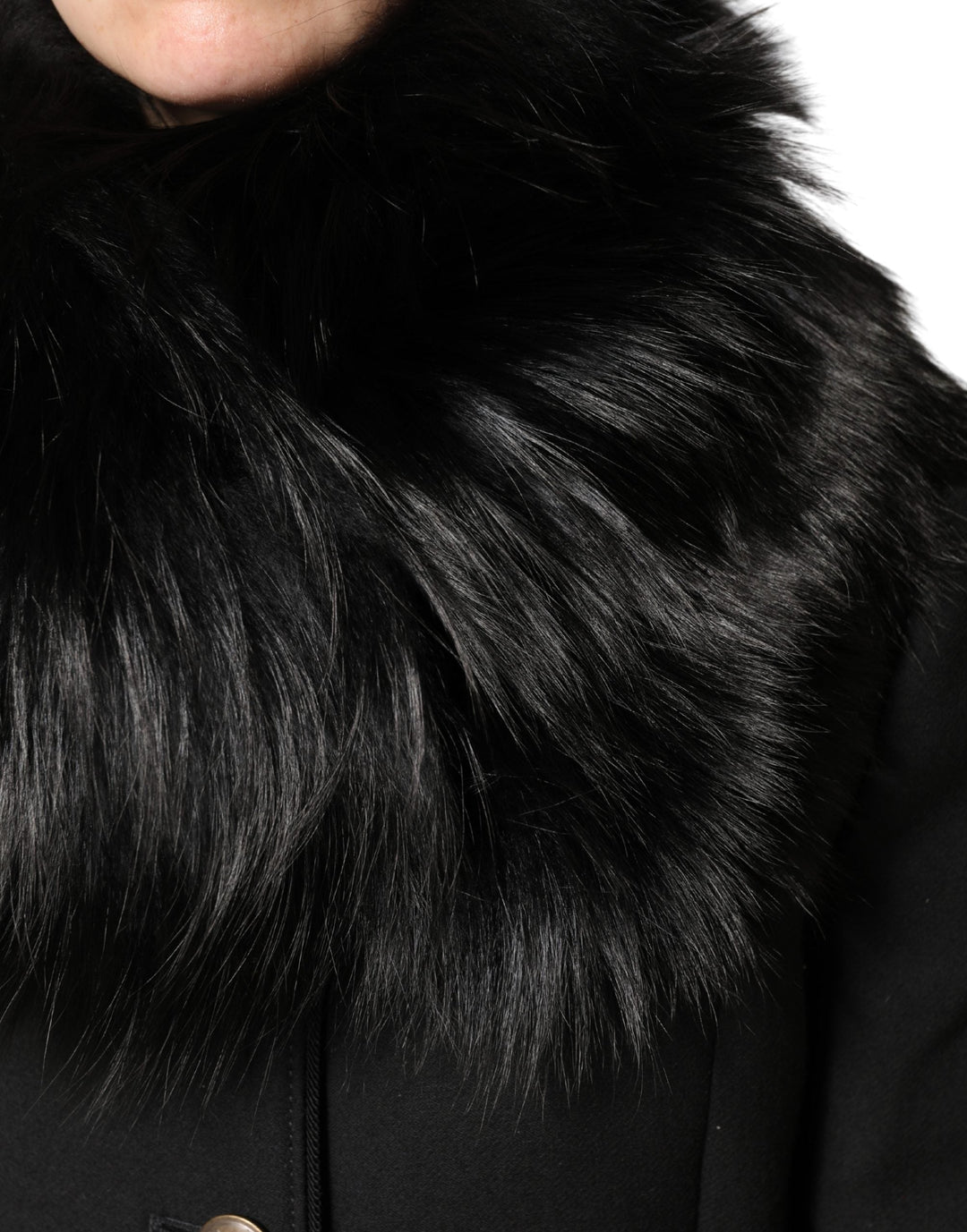 Dolce &amp; Gabbana Black Fur Shoulder Collar Wrap Shawl Scarf