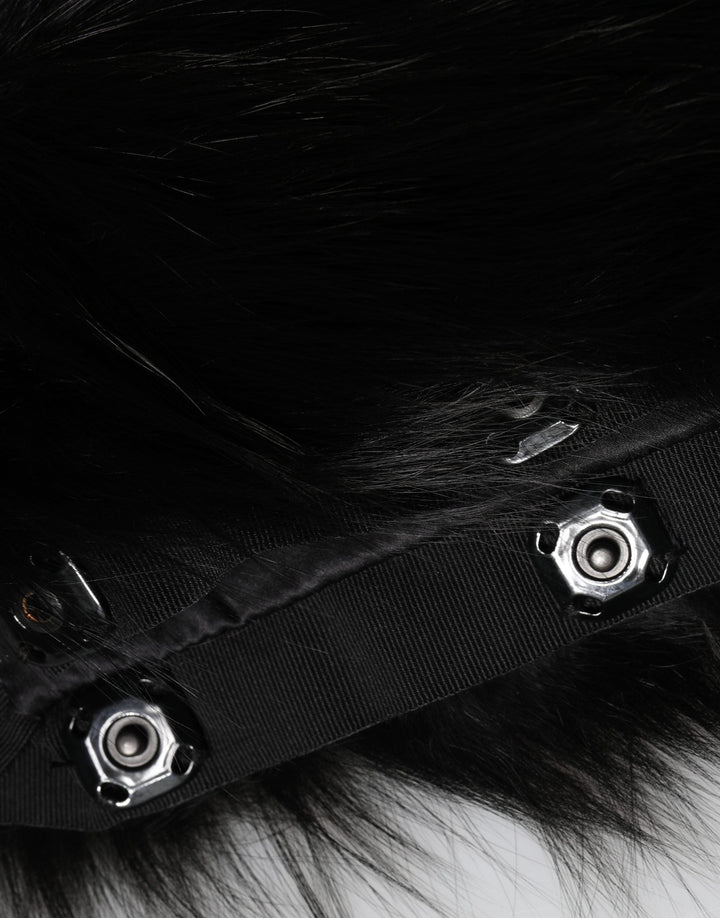 Dolce &amp; Gabbana Black Fur Shoulder Collar Wrap Shawl Scarf