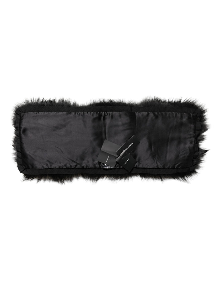 Dolce &amp; Gabbana Black Fur Shoulder Collar Wrap Shawl Scarf