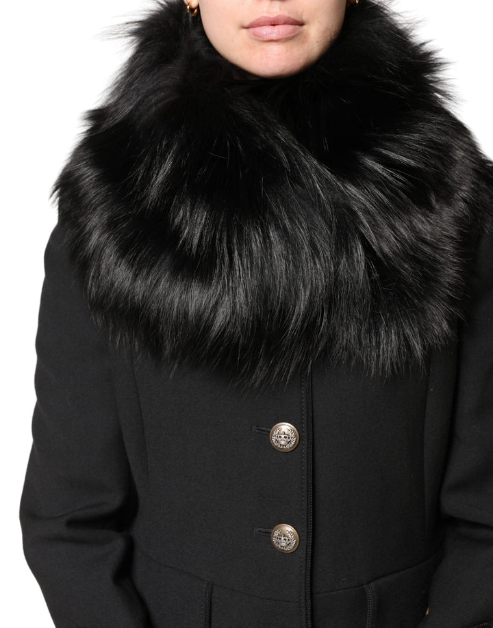 Dolce &amp; Gabbana Black Fur Shoulder Collar Wrap Shawl Scarf