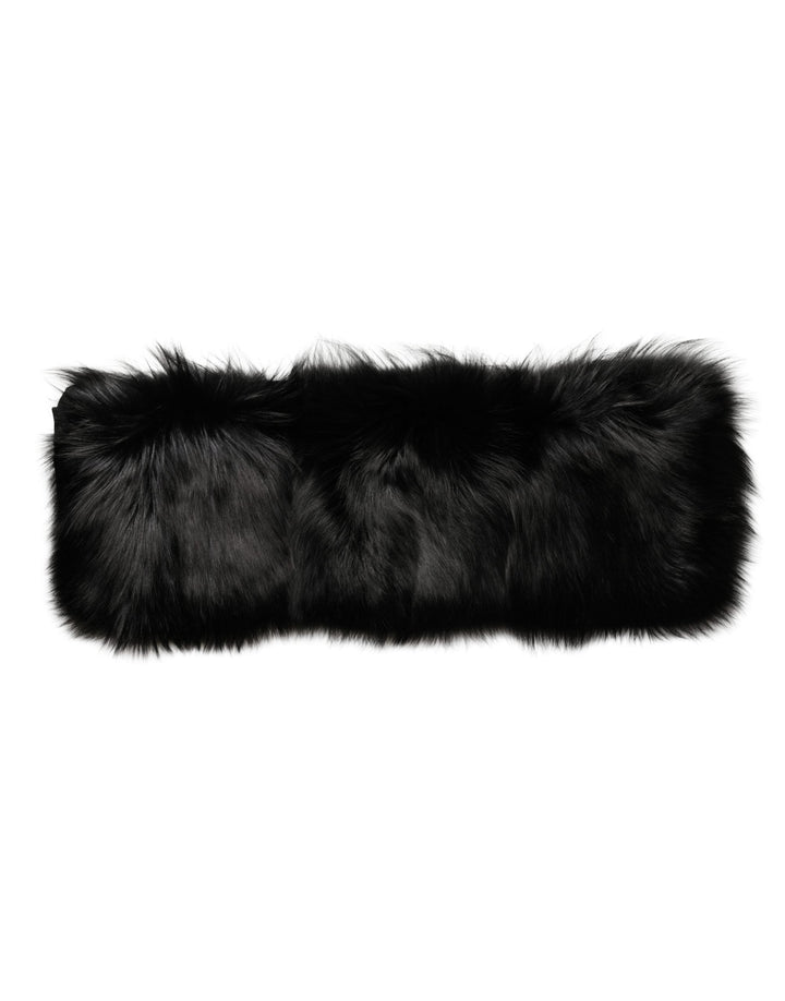 Dolce &amp; Gabbana Black Fur Shoulder Collar Wrap Shawl Scarf