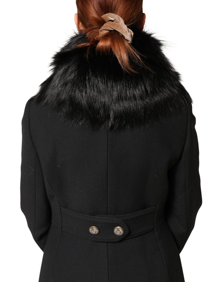 Dolce &amp; Gabbana Black Fur Shoulder Collar Wrap Shawl Scarf