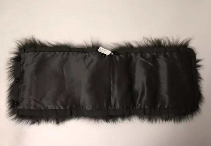 Dolce &amp; Gabbana Black Fur Shoulder Collar Wrap Shawl Scarf