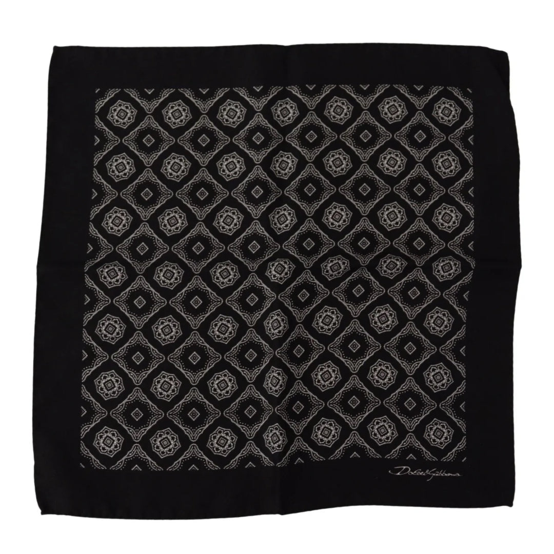 Dolce & Gabbana Black Geometric Patterned Square Handkerchief Scarf