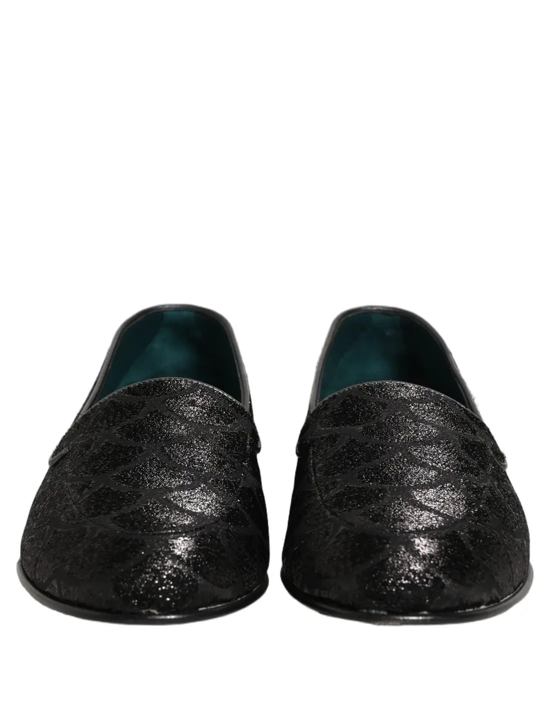 Dolce &amp; Gabbana Black Glitter Brocade Men Dress Loafers Shoes