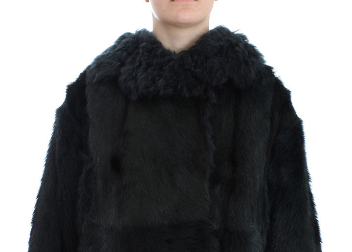 Dolce &amp; Gabbana Overcoats - Black Goat Fur Shearling Long Jacket Coat