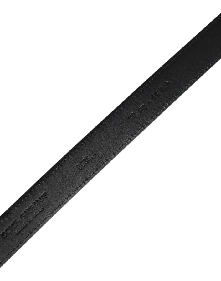 Dolce &amp; Gabbana Black Goat Leather Metal Buckle Classic Belt
