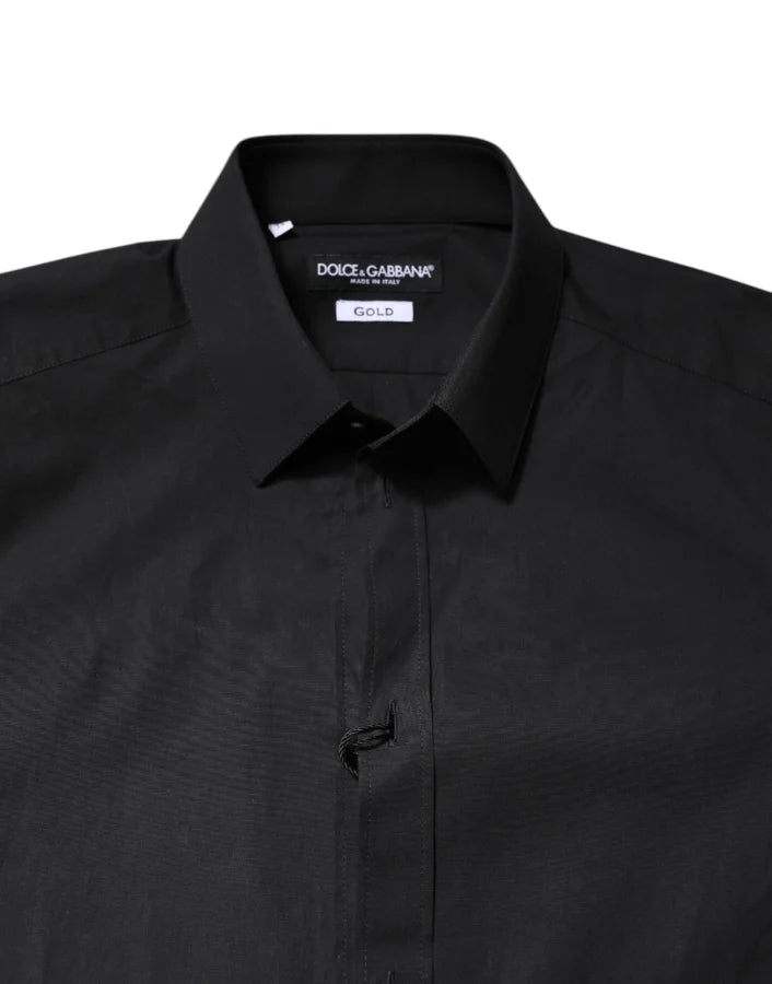 Dolce &amp; Gabbana Black GOLD Cotton Dress Formal Shirt