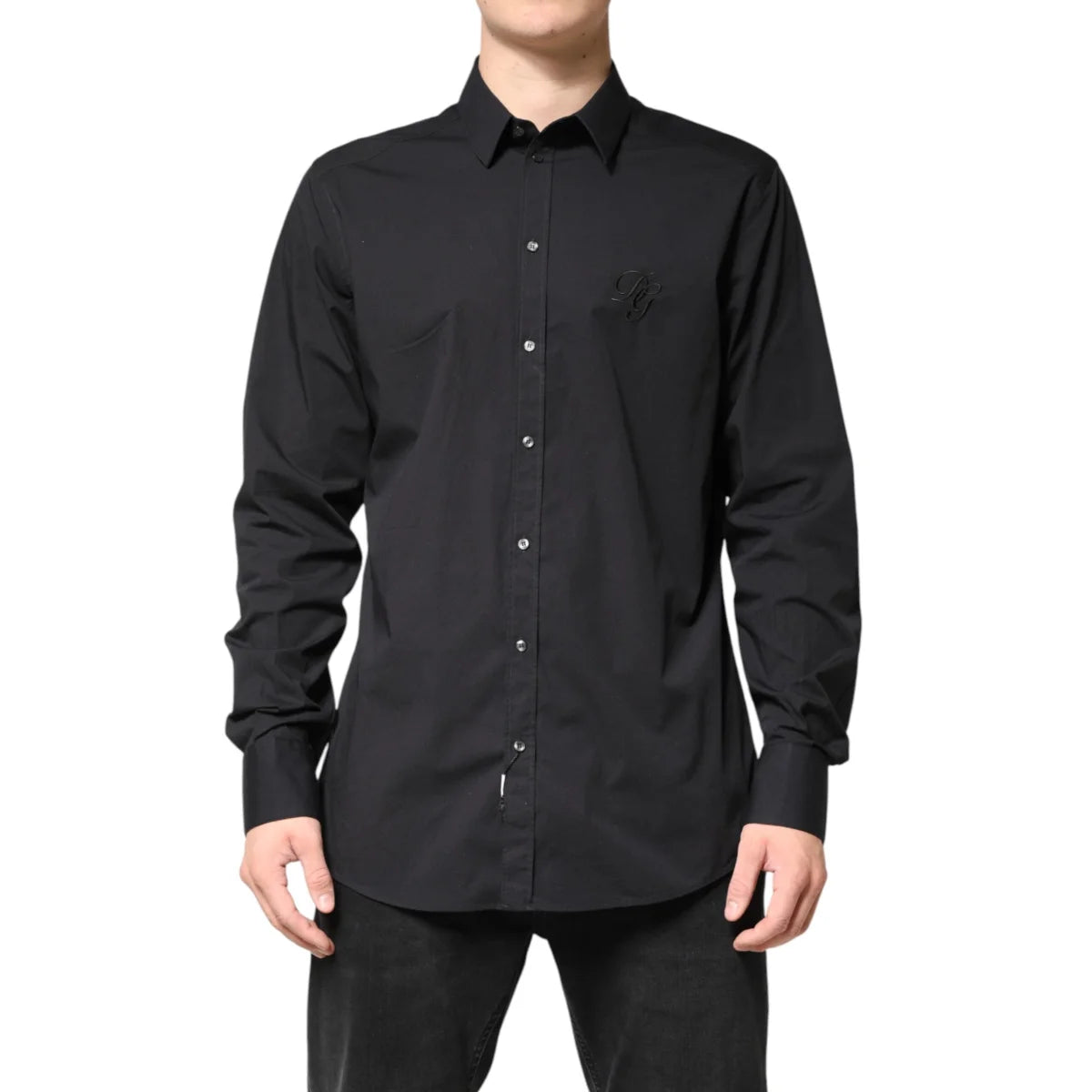 Dolce Gabbana Black Gold Cotton Long Sleeve Shirt for Men &
