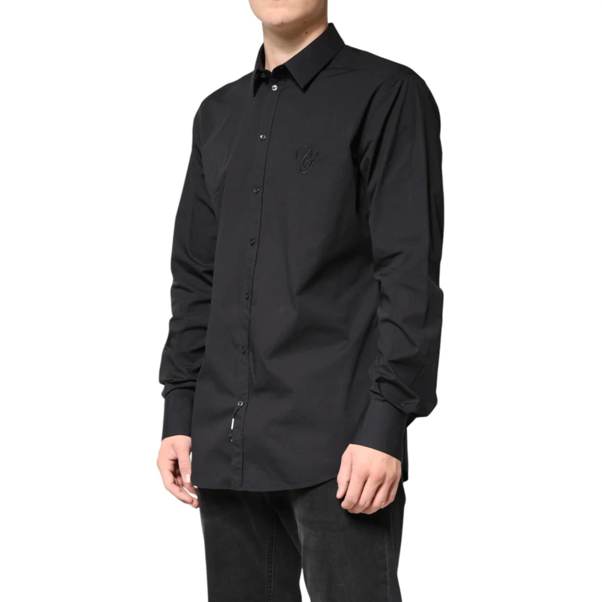 Dolce Gabbana Black Gold Cotton Long Sleeve Shirt for Men &