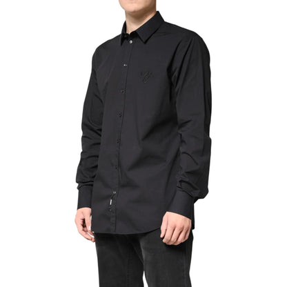 Dolce Gabbana Black Gold Cotton Long Sleeve Shirt for Men &