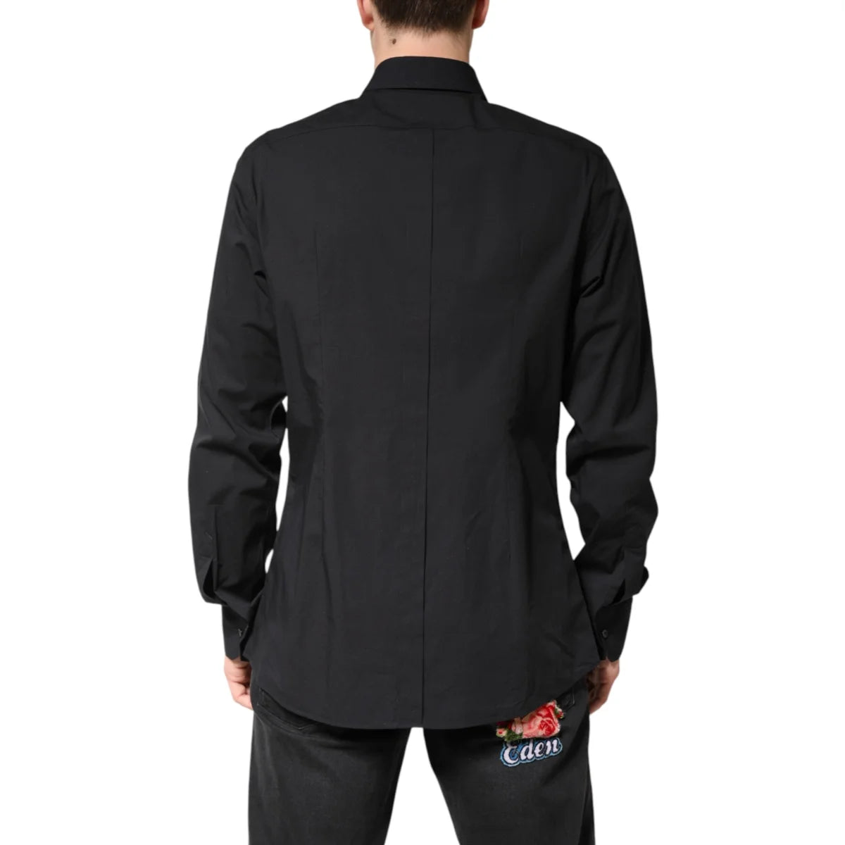 Dolce Gabbana Black Gold Cotton Long Sleeve Shirt for Men &