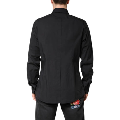 Dolce Gabbana Black Gold Cotton Long Sleeve Shirt for Men &