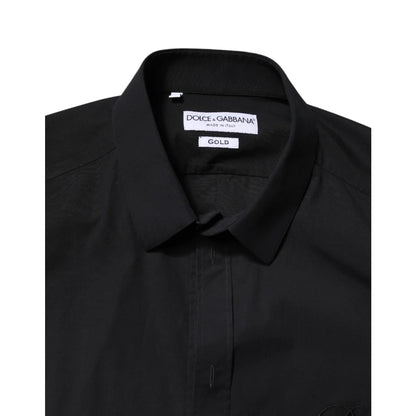 Dolce Gabbana Black Gold Cotton Long Sleeve Shirt for Men &