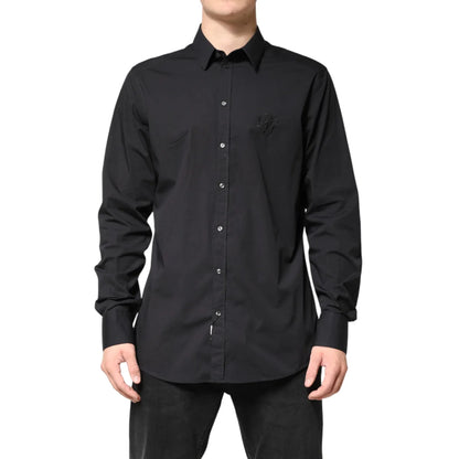 Dolce Gabbana Black Gold Cotton Long Sleeve Shirt for Men &