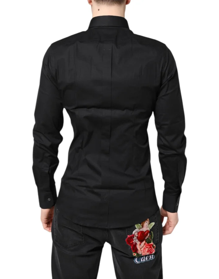 Dolce &amp; Gabbana Black GOLD Cotton Long Sleeves Dress Shirt