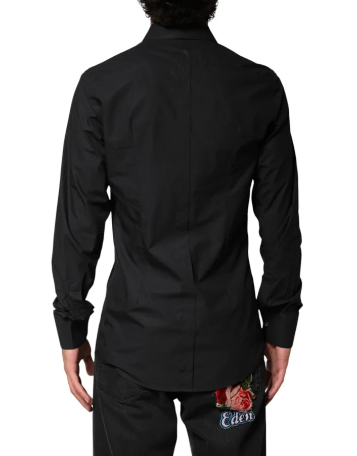 Dolce &amp; Gabbana Black GOLD Cotton Men Dress Formal Shirt