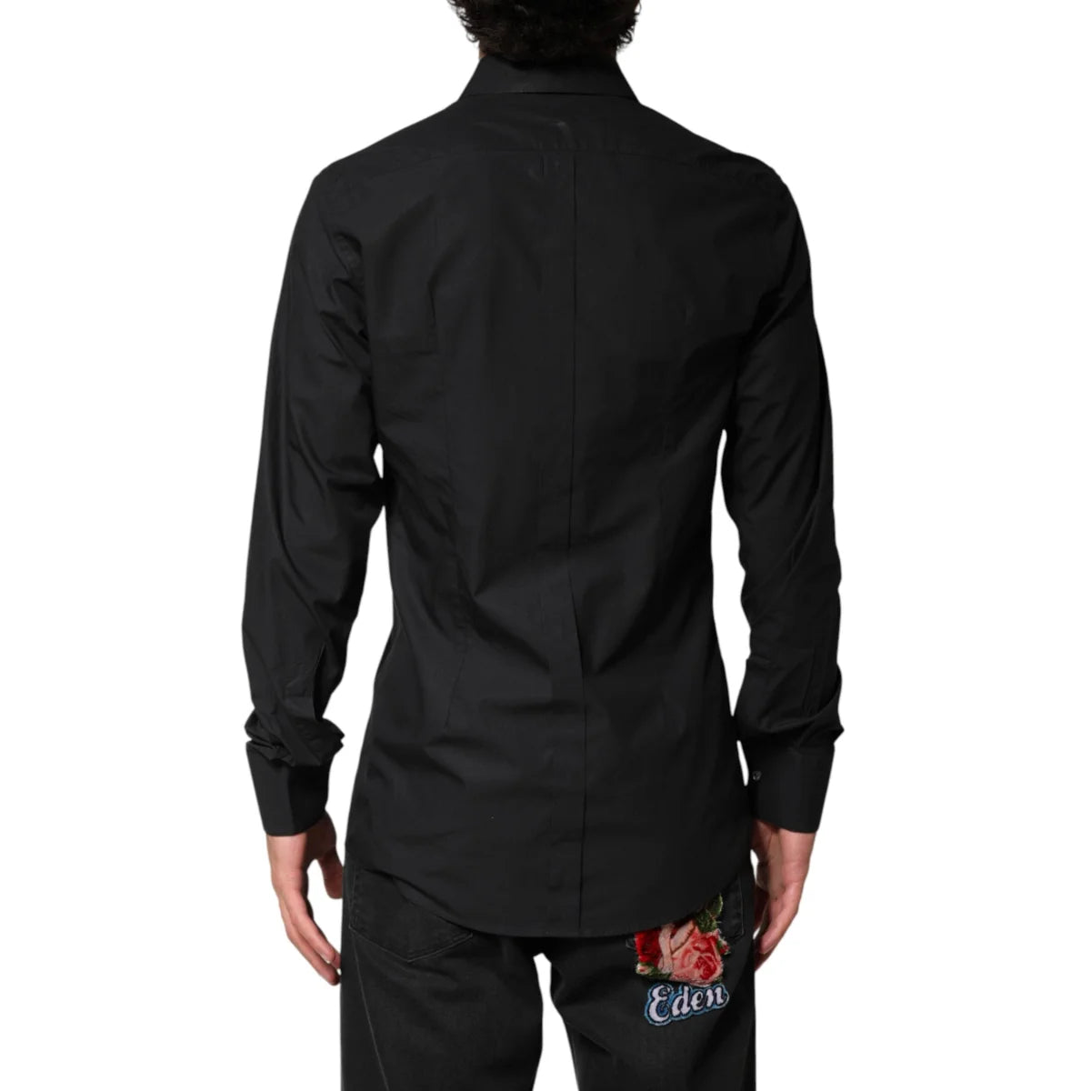 Dolce and Gabbana Black Gold Cotton Men’s Long Sleeve Dress Shirt &