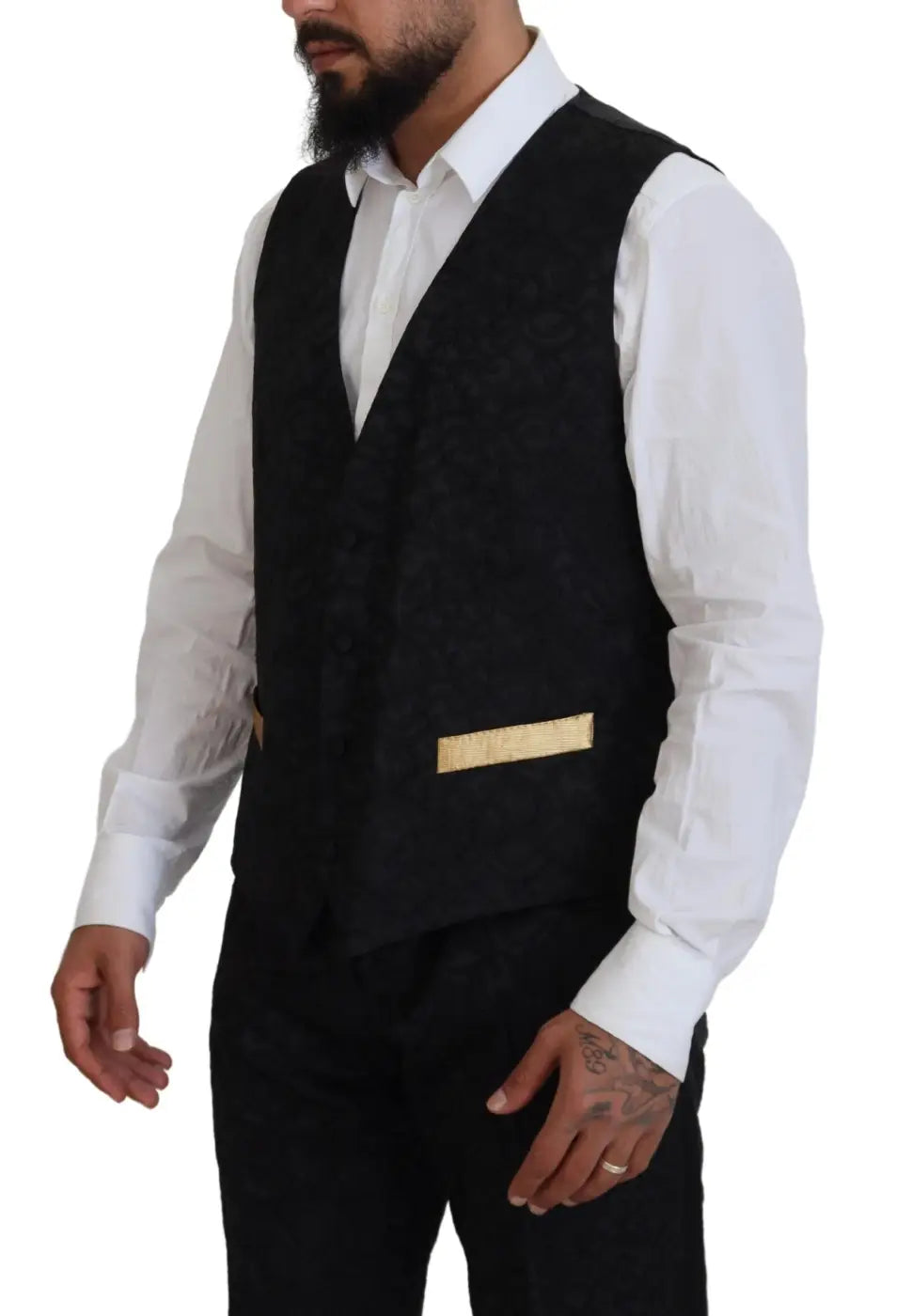 Dolce &amp; Gabbana Black Gold Fantasy Tuxedo Slim Fit Suit