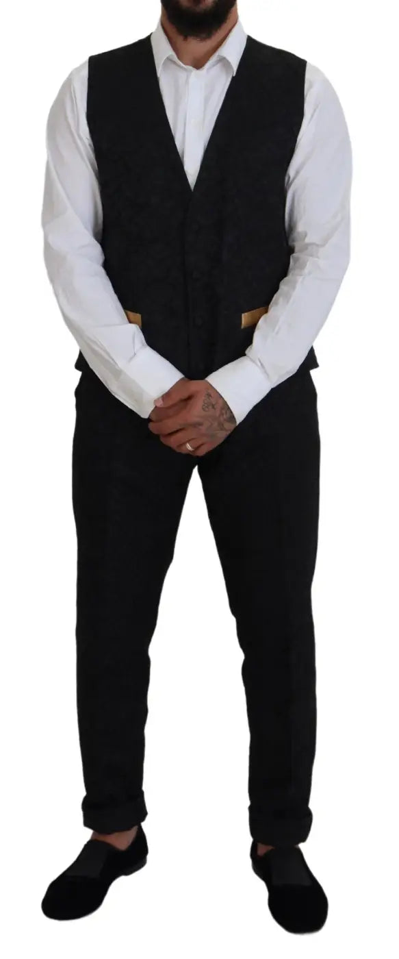 Dolce &amp; Gabbana Black Gold Fantasy Tuxedo Slim Fit Suit