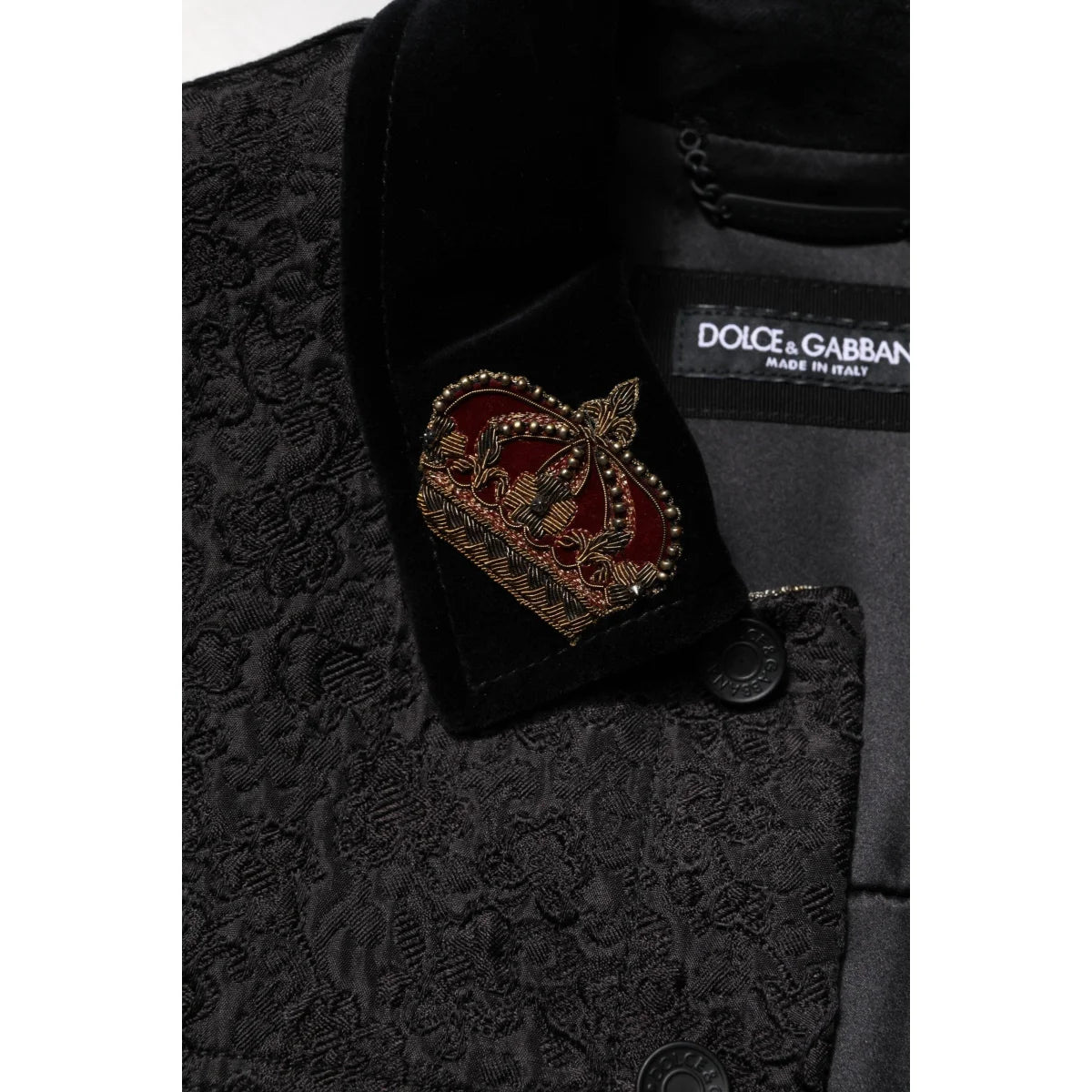 Dolce & Gabbana Black Gold Floral Jacquard Men Biker Jacket