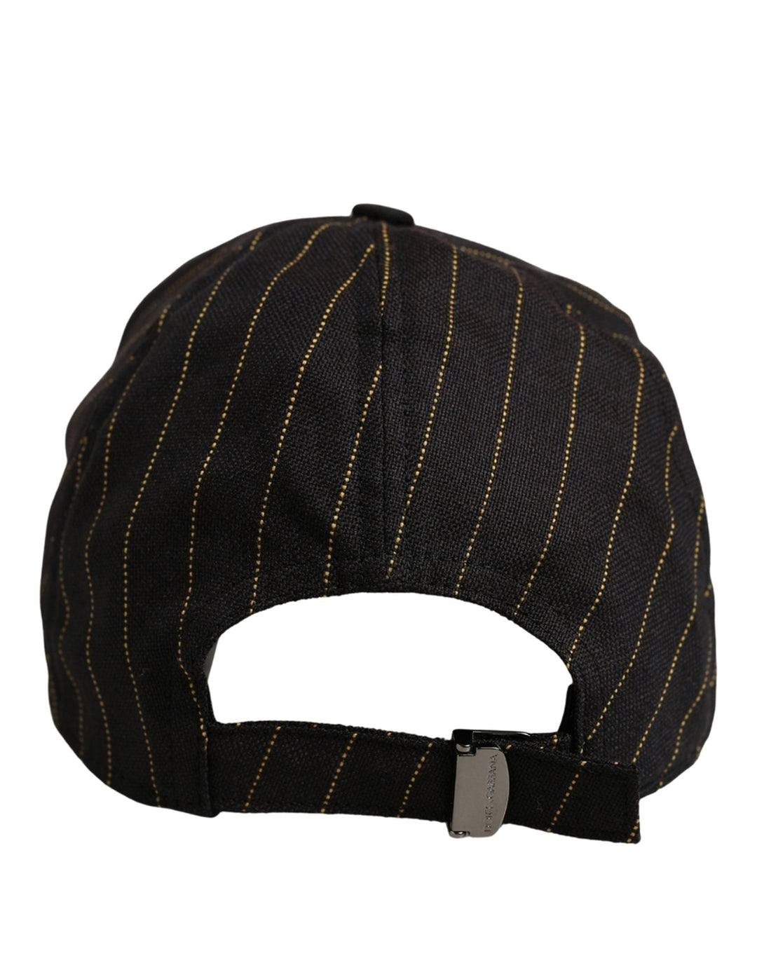 Dolce &amp; Gabbana Black Gold Pinstriped Cotton Baseball Cap Hat