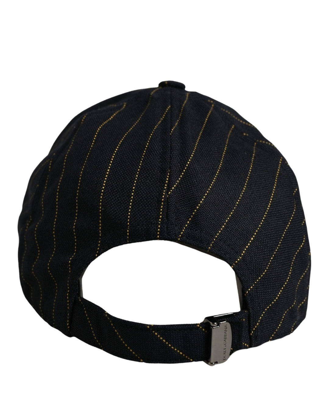 Dolce &amp; Gabbana Black Gold Pinstriped Cotton Baseball Cap Hat