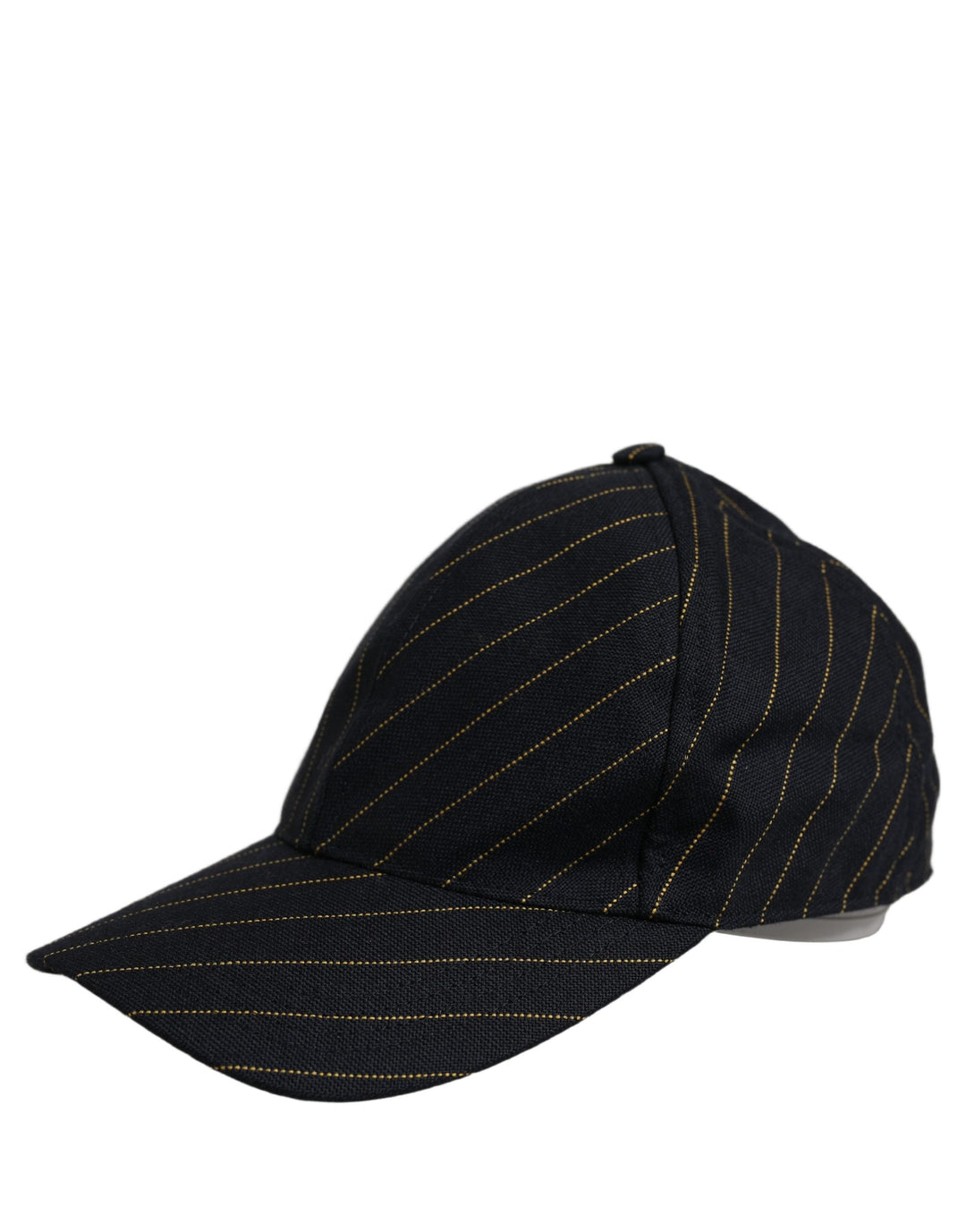 Dolce &amp; Gabbana Black Gold Pinstriped Cotton Baseball Cap Hat