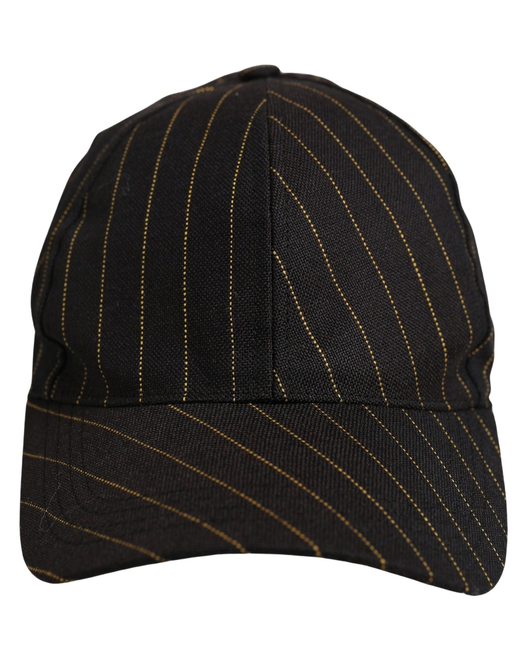 Dolce &amp; Gabbana Black Gold Pinstriped Cotton Baseball Cap Hat