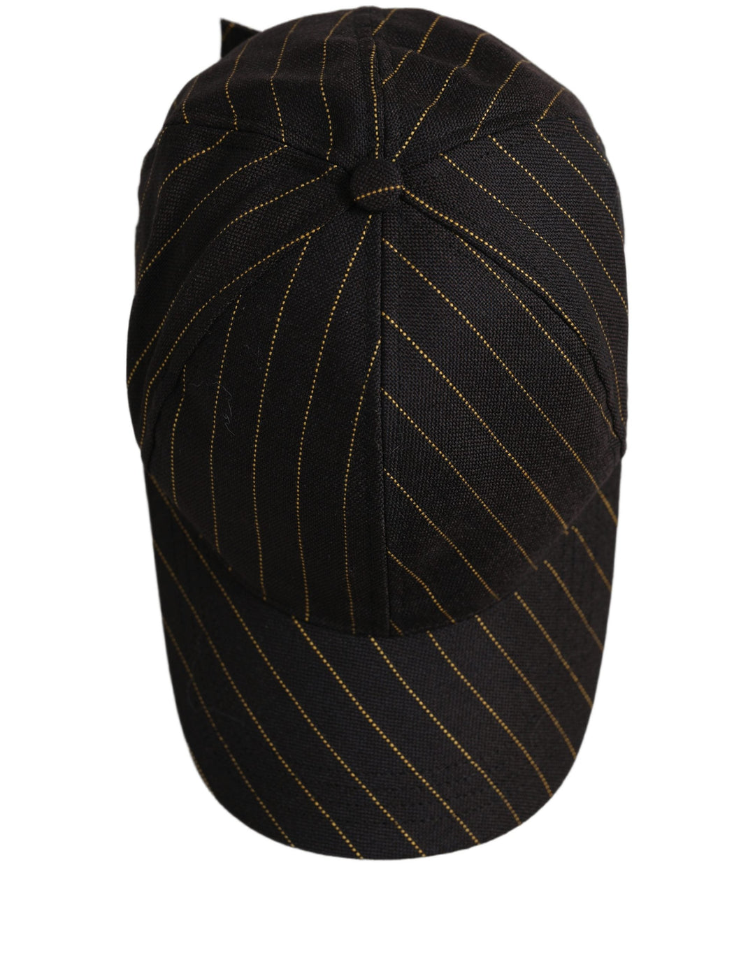 Dolce &amp; Gabbana Black Gold Pinstriped Cotton Baseball Cap Hat