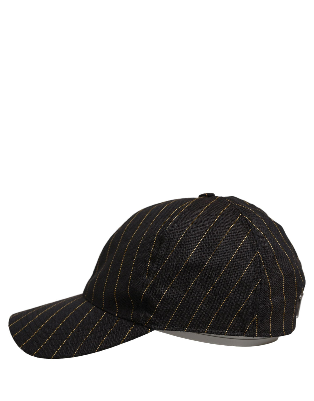 Dolce &amp; Gabbana Black Gold Pinstriped Cotton Baseball Cap Hat