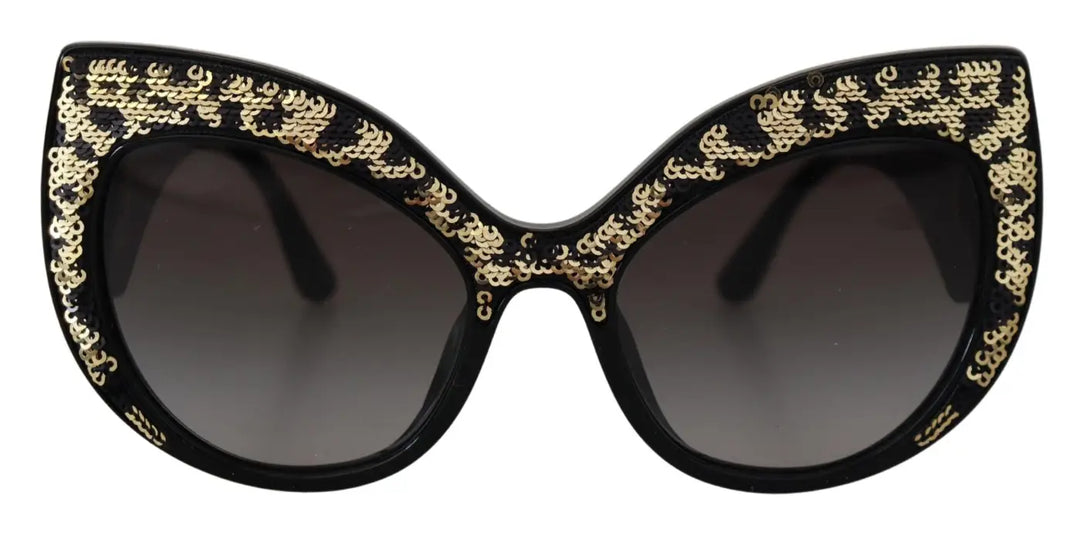 Dolce &amp; Gabbana Black Gold Sequin Butterfly Polarized Dg4326 Sunglasses