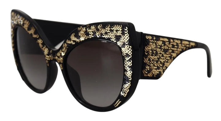 Dolce &amp; Gabbana Black Gold Sequin Butterfly Polarized Dg4326 Sunglasses