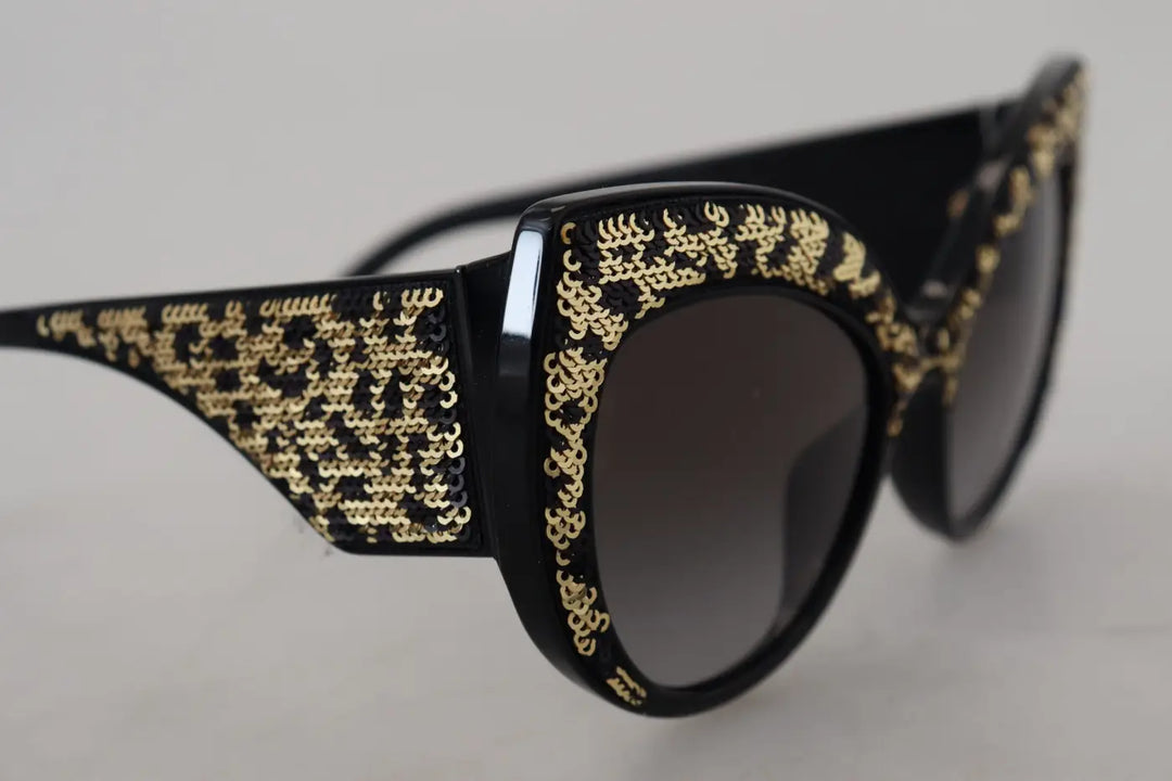 Dolce &amp; Gabbana Black Gold Sequin Butterfly Polarized Dg4326 Sunglasses