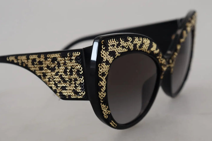 Dolce &amp; Gabbana Black Gold Sequin Butterfly Polarized Dg4326 Sunglasses