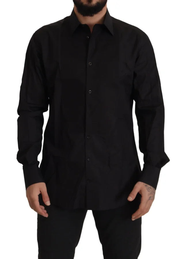 Dolce &amp; Gabbana Black GOLD Slim Fit Tuxedo Dress Shirt