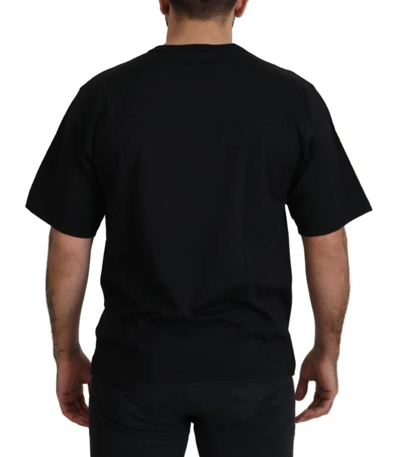 Dolce &amp; Gabbana Black Gold STAR Crown DG Cotton Crewneck T-shirt