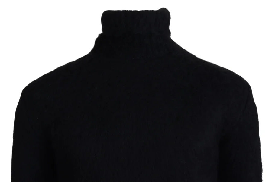 Dolce &amp; Gabbana Black Gold Turtleneck Mohair Pullover Mens Sweater