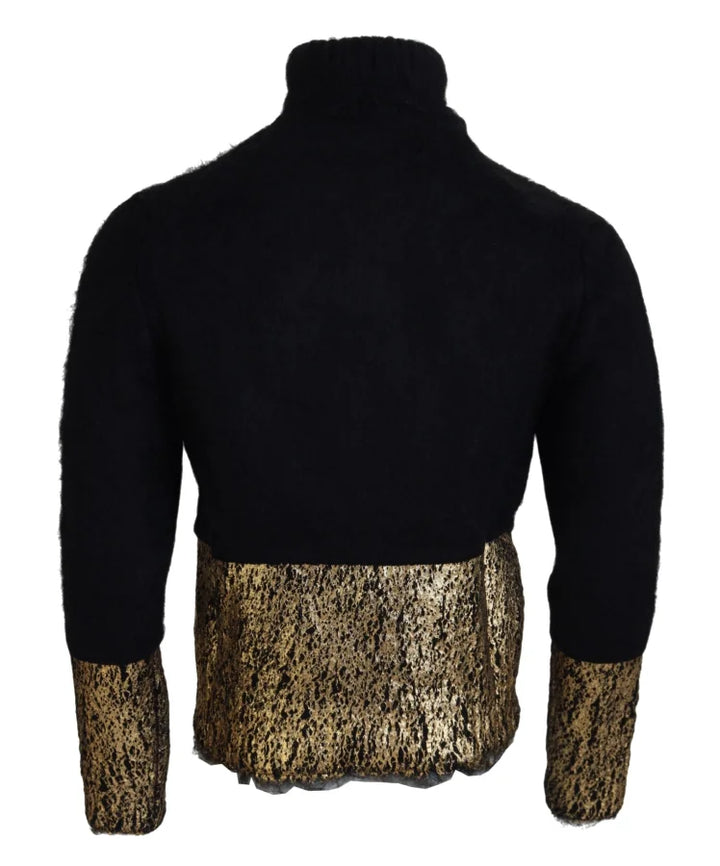 Dolce &amp; Gabbana Black Gold Turtleneck Mohair Pullover Mens Sweater