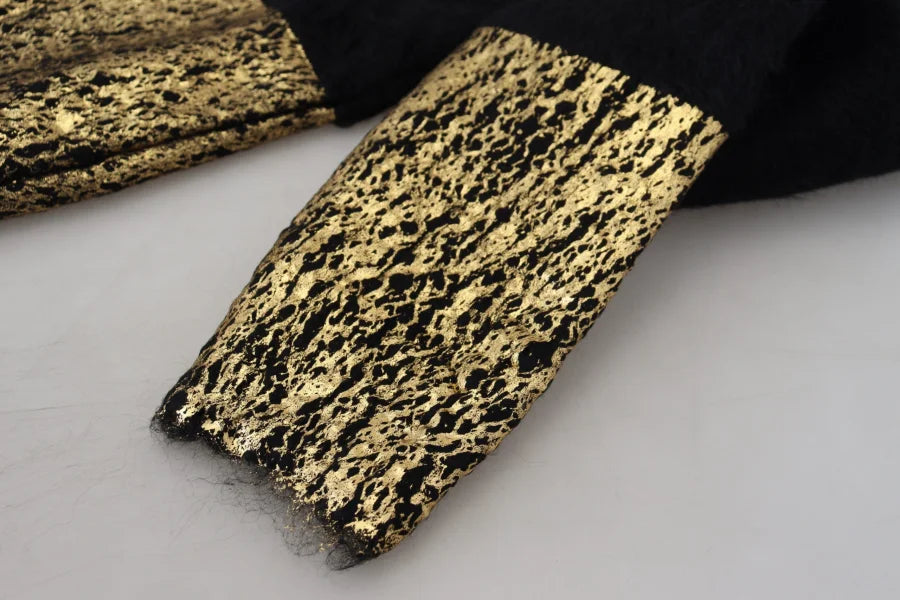 Dolce &amp; Gabbana Black Gold Turtleneck Mohair Pullover Mens Sweater