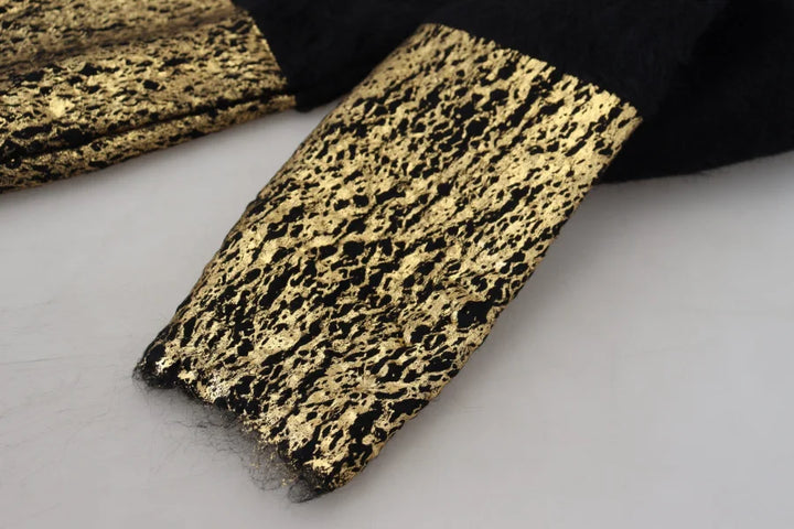 Dolce &amp; Gabbana Black Gold Turtleneck Mohair Pullover Mens Sweater
