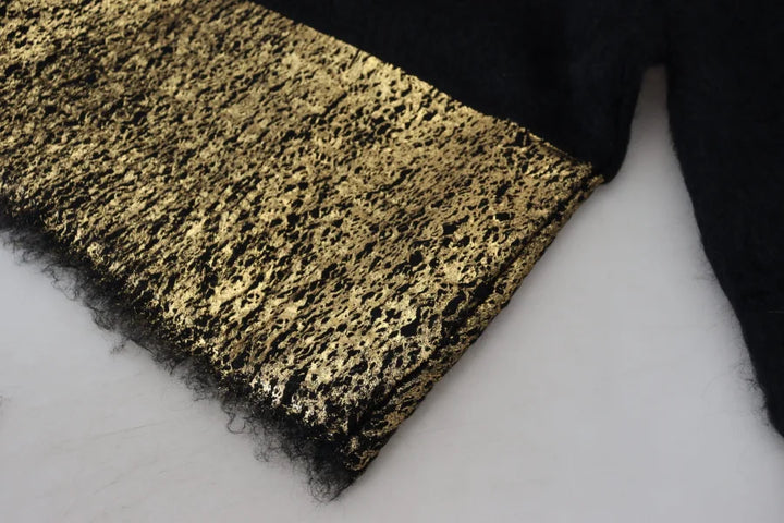 Dolce &amp; Gabbana Black Gold Turtleneck Mohair Pullover Mens Sweater