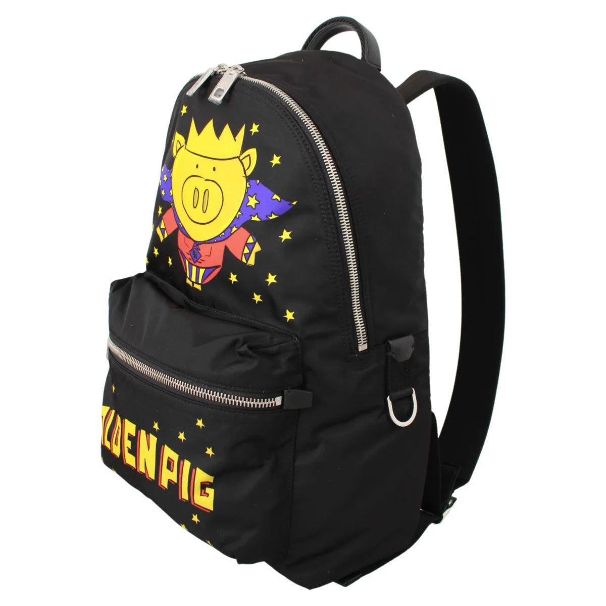 Dolce & Gabbana Black Golden Pig of the Year School Backpack