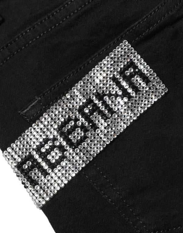 Dolce & Gabbana Black Grace Rhinestone Highwaist Denim Jeans