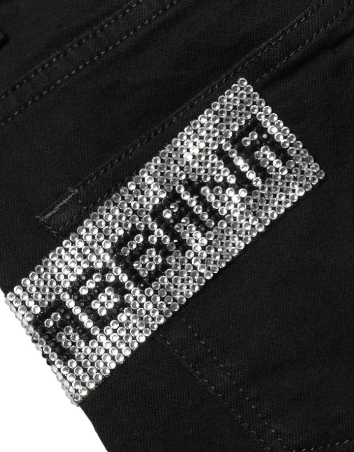 Dolce &amp; Gabbana Black Grace Rhinestone Highwaist Denim Jeans