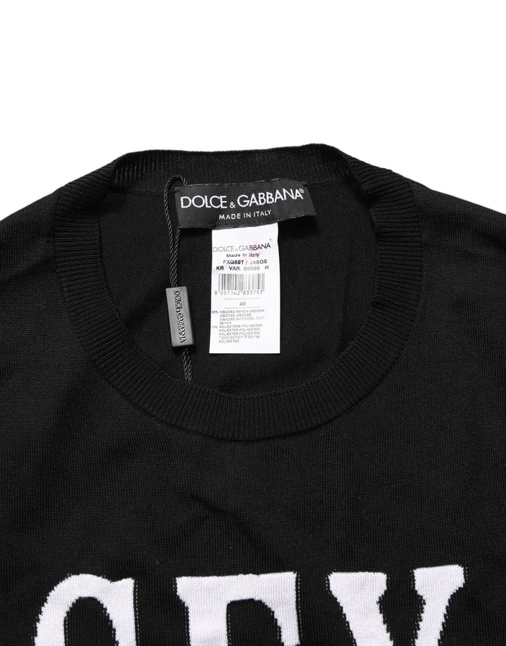 Dolce &amp; Gabbana - Black Graphic Print Long-Sleeved Top