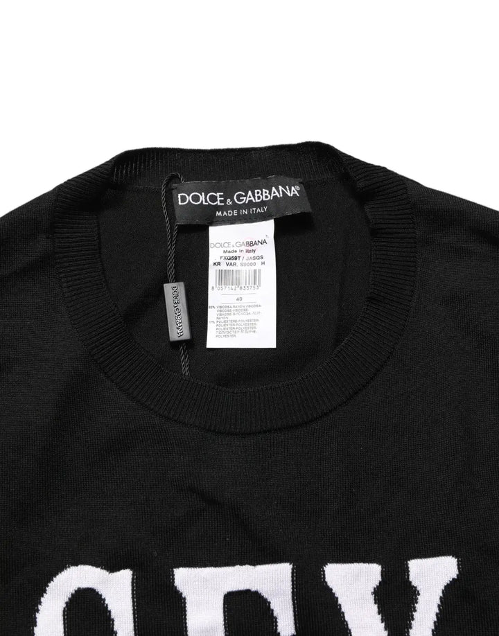 Dolce &amp; Gabbana Black Graphic Print Long-Sleeved Top