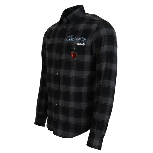 Dolce & Gabbana Black Gray Check Long Sleeves Cotton Shirt